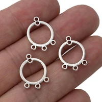 20pcs antique silver plated round 1 3 connectors charm jewelry making earrings accessories diy handmade craft 19x14mm