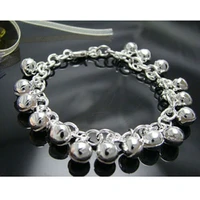 wholesale price solid 925 silver lovely bell ringing chain woman bracelet 8inch
