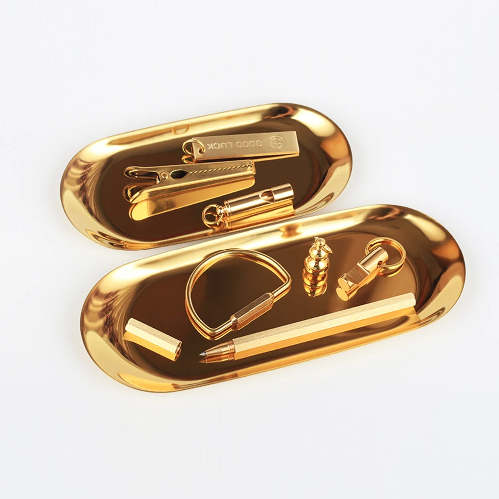 Скандинавский металлический лоток для хранения пластина розового золота