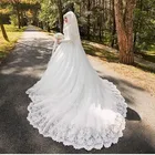 Vestido De Noiva Robe De Mariage, арабское мусульманское роскошное красивое свадебное платье с вуалью длиной 80 см, 2020