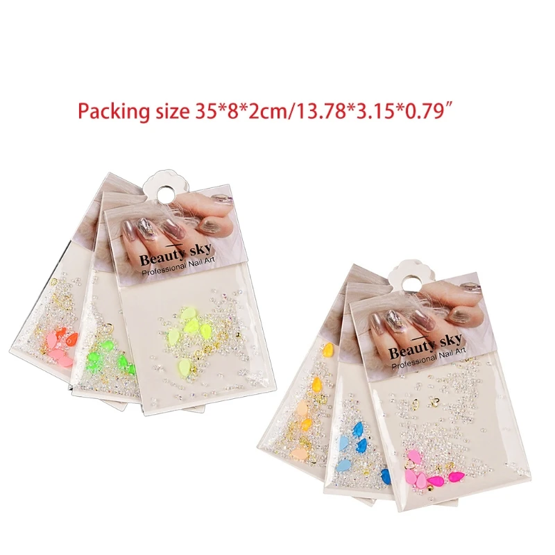 6 Bags Multi Shapes Nail Art Rhinestones Decorations for Nails Art DIY Craft Supplies