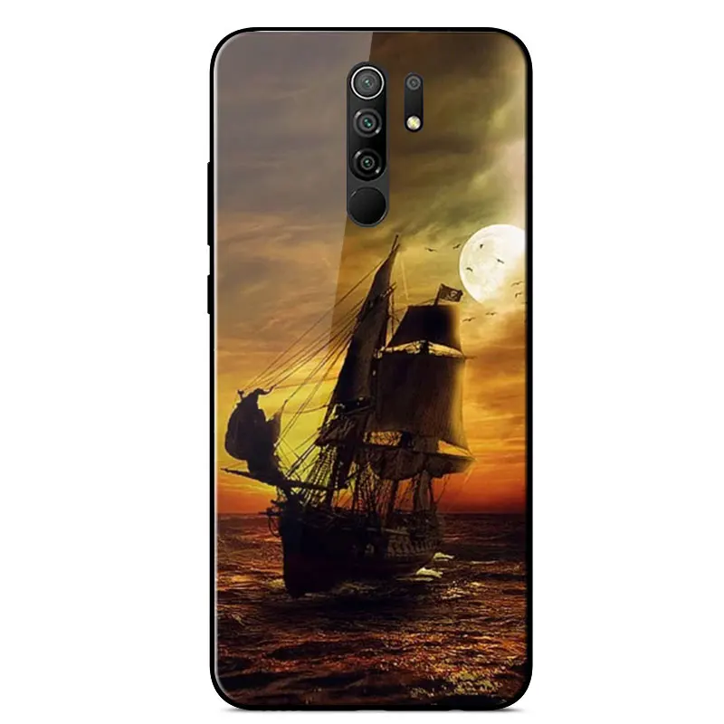 

Case For Xiaomi Redmi 9 Fashion Painted Glass Protection Back Cover For Redmi 9 Redmi9 6.53 inch Soft Silicone Bumper Phone Case