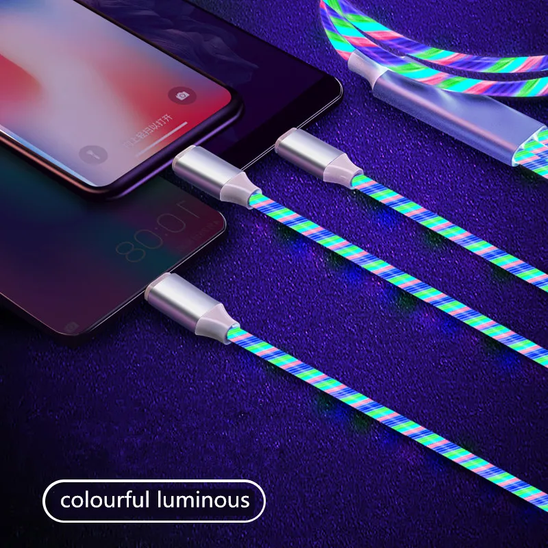 Потока светящийся зарядный 3 в 1 взаимный обмен данными между компьютером и