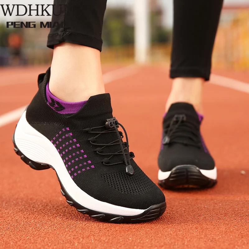 

2020 Autumn Women Flat Platform Sneakers for Women Breathable Mesh Sneakers Shoes Spring Ladies Laces for Sock Sneakers