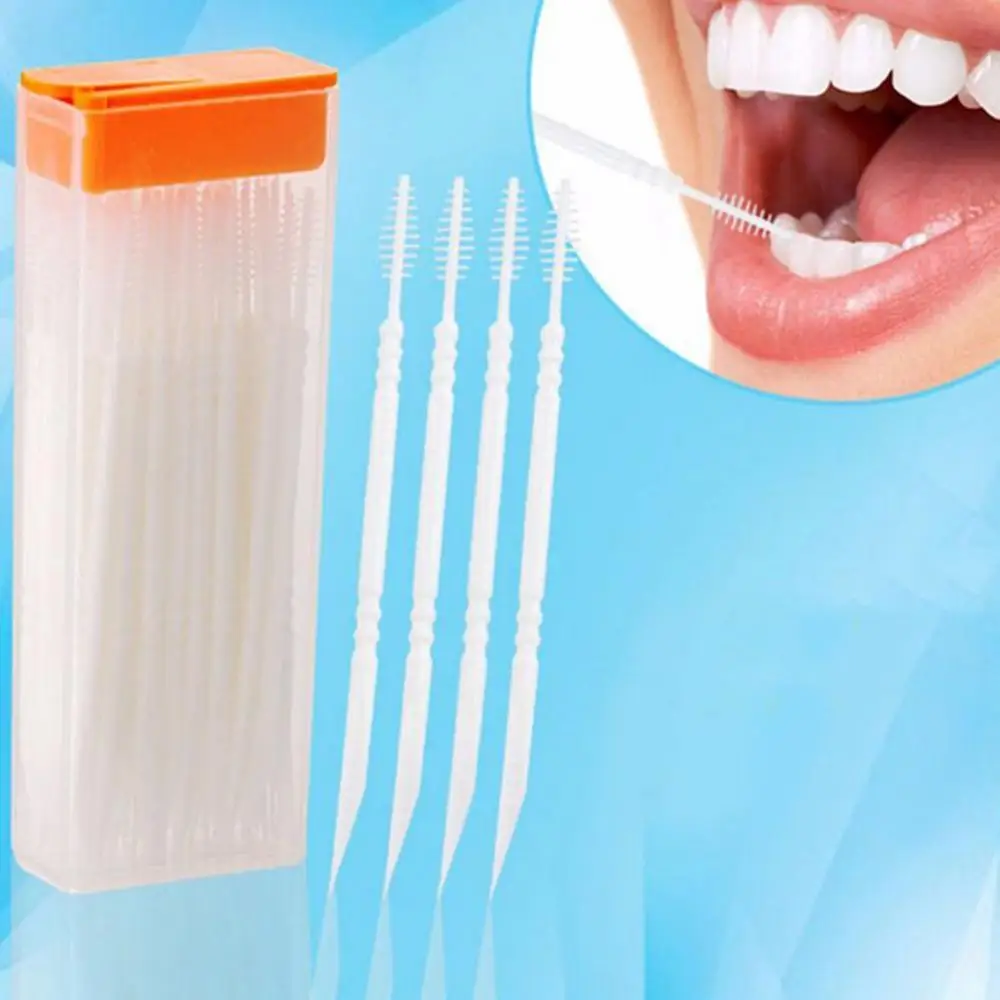 

50% Hot Sale 120Pcs/Box Double Head Plastic Toothpick Teeth Cleaning Stick Brush Oral Care