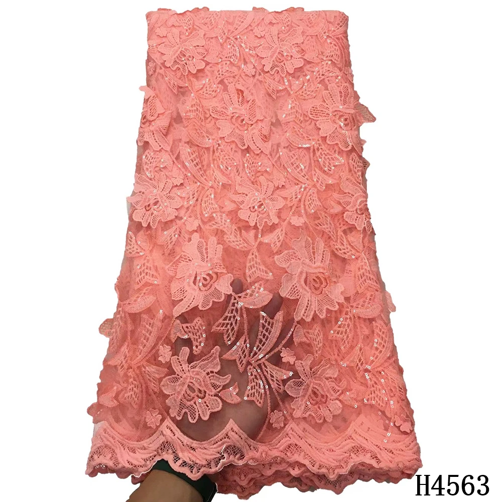 

Burnt Orange African Cord Lace Fabric 2021 High Quality Tulle Lace With Sequins Guipure Nigerian Lace Net Lace For Party Sewing