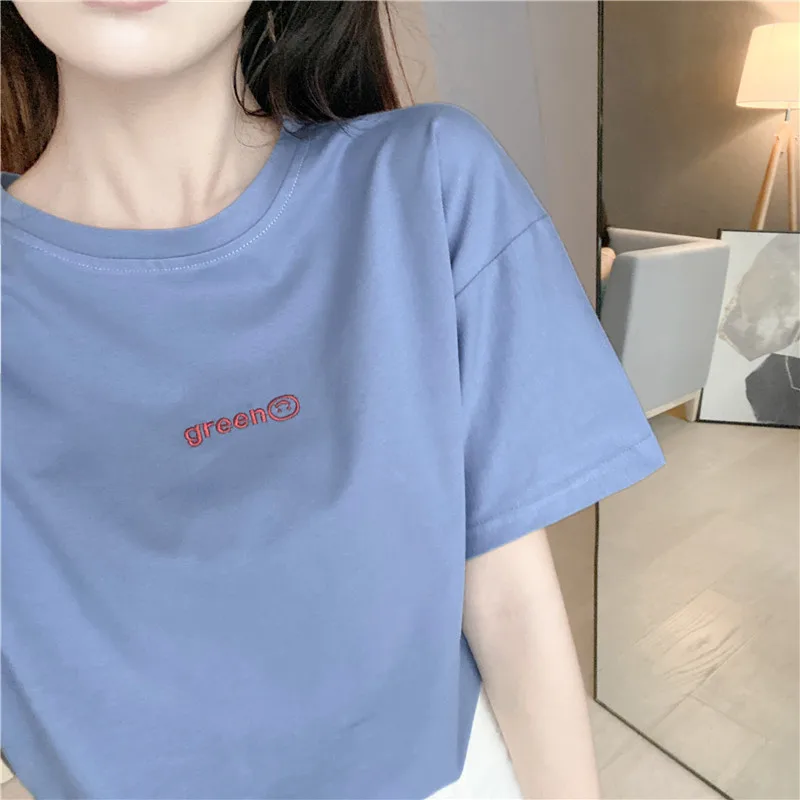 Зеленая футболка с надписью Smiley длинная Повседневная Женская одежда топы Модная