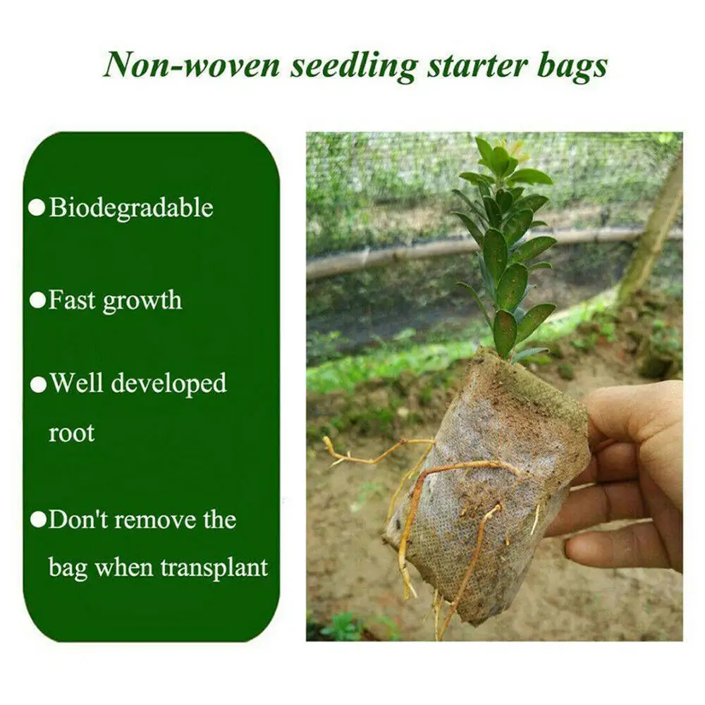 

1000pcs Biodegradable Non-Woven Nursery Bags Plant Grow Bag Fabric Seedling Pots Garden Supplies Useful
