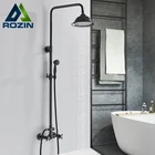 Смеситель для ванной комнаты смеситель для душа в форме дождя с двойной ручкой латунь черный смеситель для душа настенное крепление Смеситель для душа в форме дождя кран ручной душ