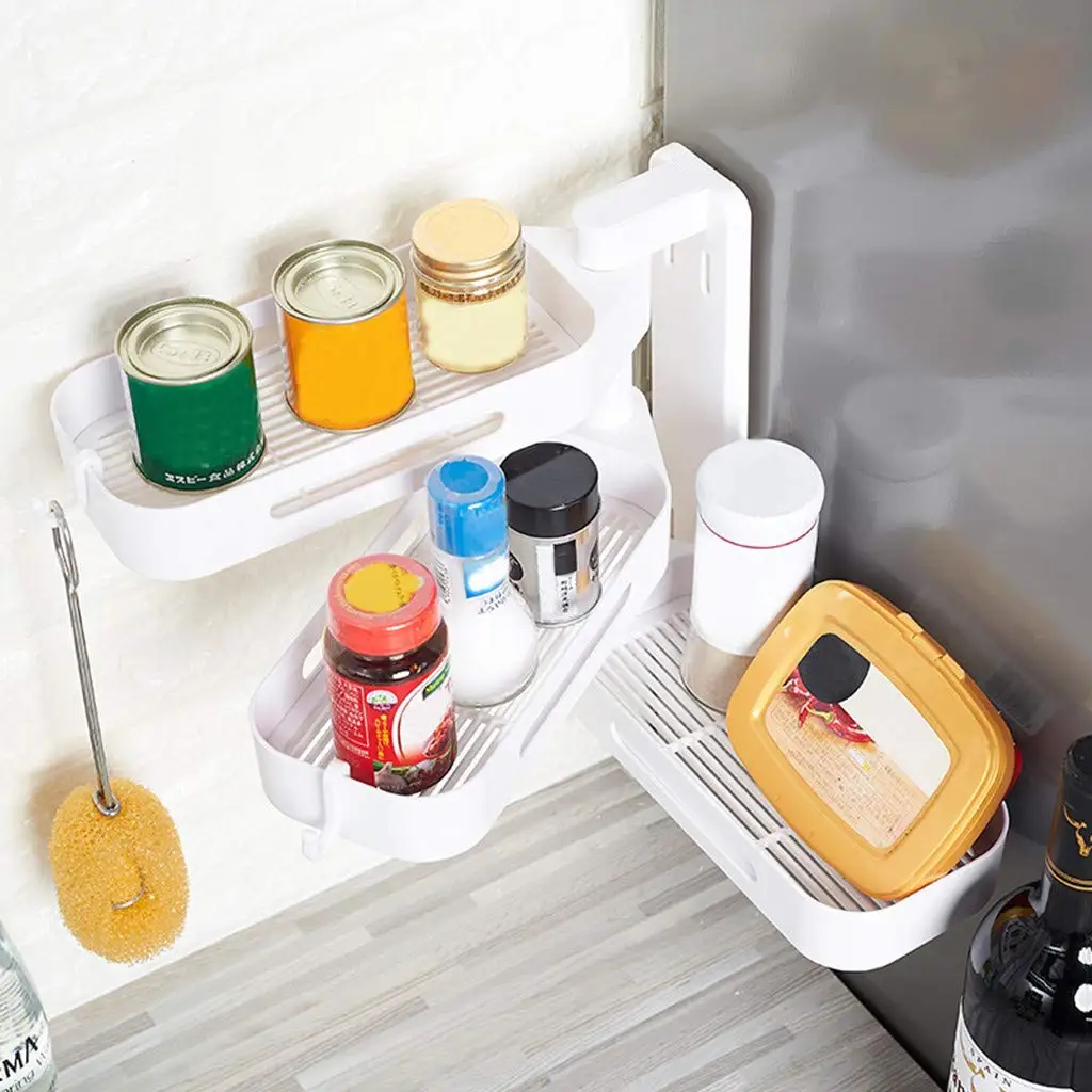 Органайзер для ванной комнаты без дрели вращающийся 3-слойный