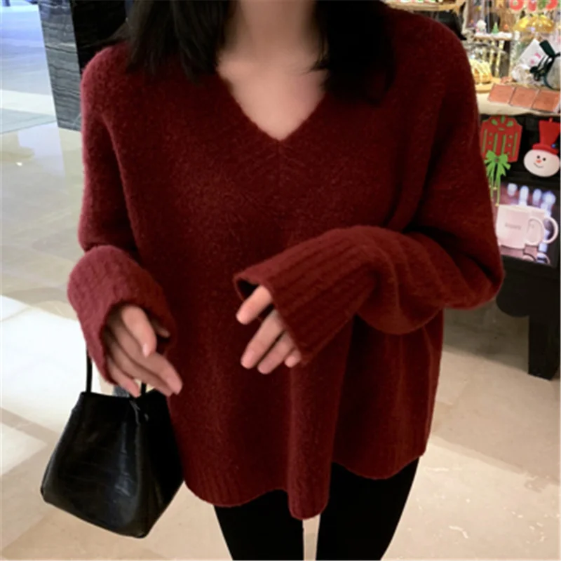 Женский осенний свитер с V-образным вырезом | Женская одежда