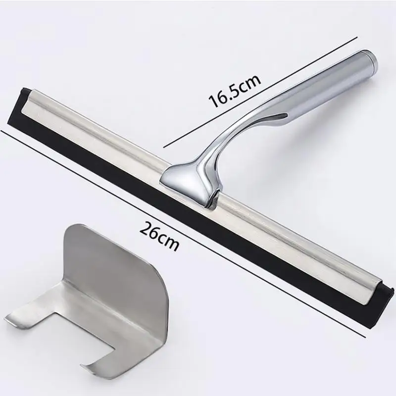 

26cm Shower Squeegee Window Wiper Stainless Steel Window Squeegee Shower Cleaner with 2pcs Self Adhesive Hook