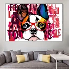 Солнцезащитные очки портрет французского бульдога Картина на холсте граффити животное щенок собака плакат и принты настенное Искусство Декор детской комнаты