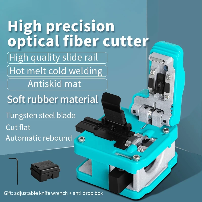 FTTH High-Precision Fiber Cleaver with Waste Fiber Box Fiber Optic Cable Cutter Fusion Splicer Cutting Tool