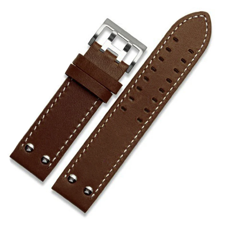 20mm22mm Double Row Hole Leather Straps for Hamilton Seiko Watch Band Rivet Mens Military Pilot Khaki Field Aviation Watch Belts