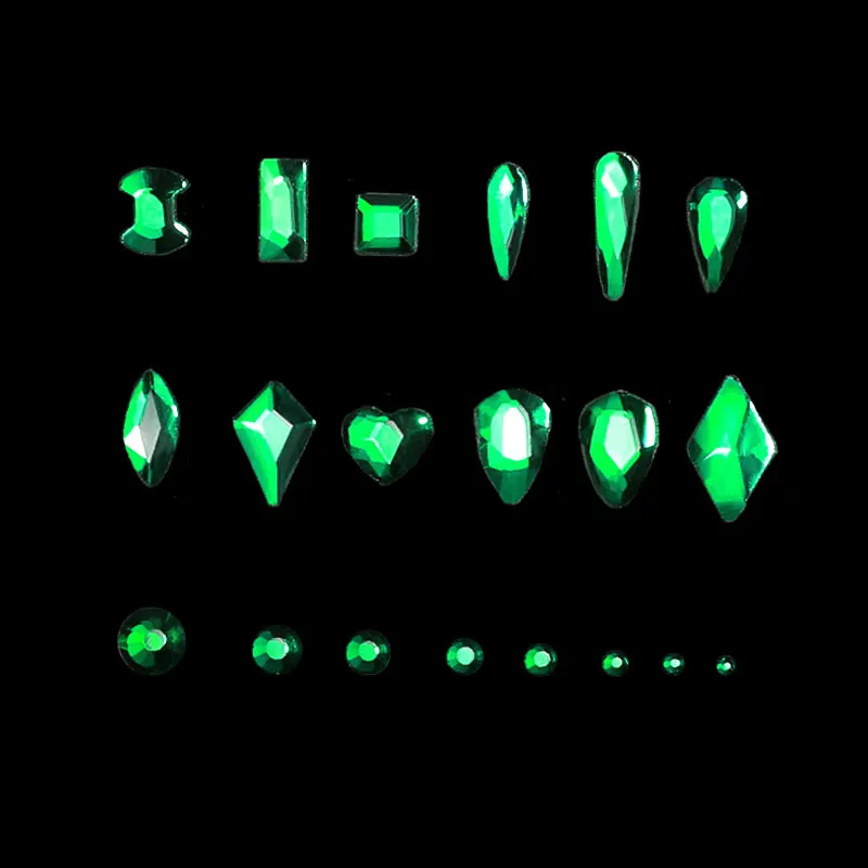 Misscheering 21 Grid Green Nail Rhinestones for DIY Manicure 2021 Fashion Multi-Size Glass Nails Accessories Art Decoration | Красота и