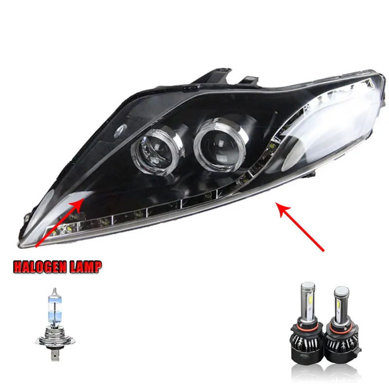 2 шт. светодиодный фары для Ford Mondeo 2007-2012 светодиодный автомобильный фонарь ангельские глазки ксенон HID комплект Противотуманные фары светодиодный дневные ходовые огни - Цвет: LED
