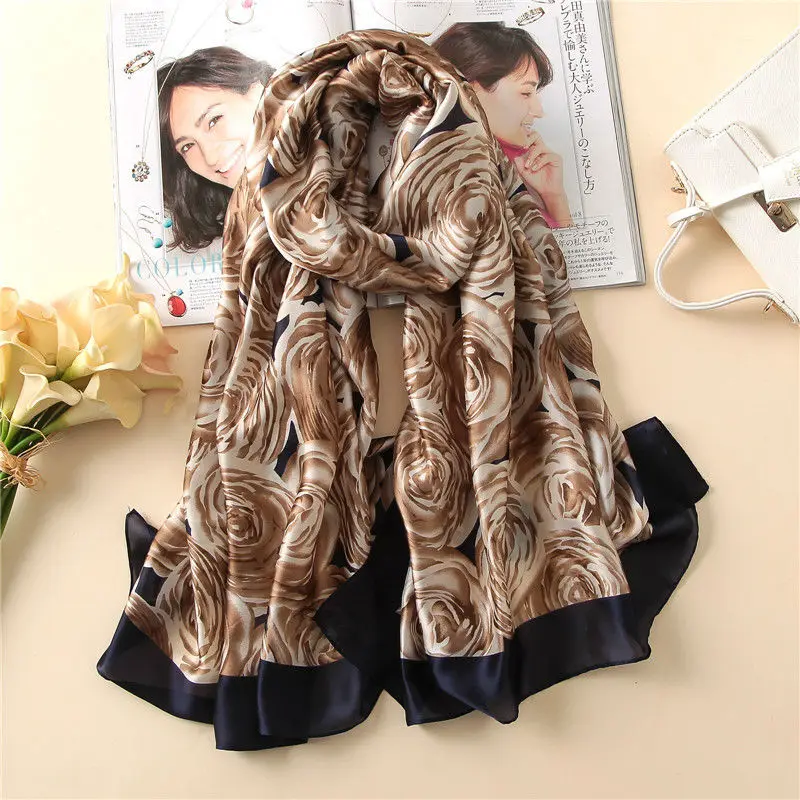 Женский шелковый шарф шаль летний женский Мягкий из 2020 шелка модный