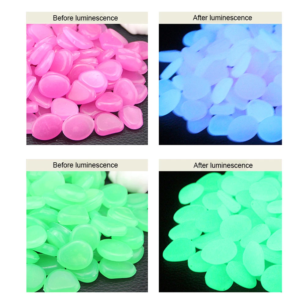 

50Pcs Aquarium Glow in the Dark Pebbles Luminous Stone Garden Walkways Decor