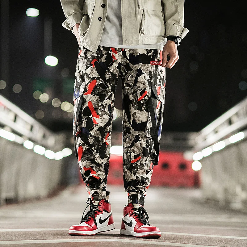 2019 мужские желтые камуфляжные брюки Уличная Брюки в стиле милитари Jogger Pant хип-хоп