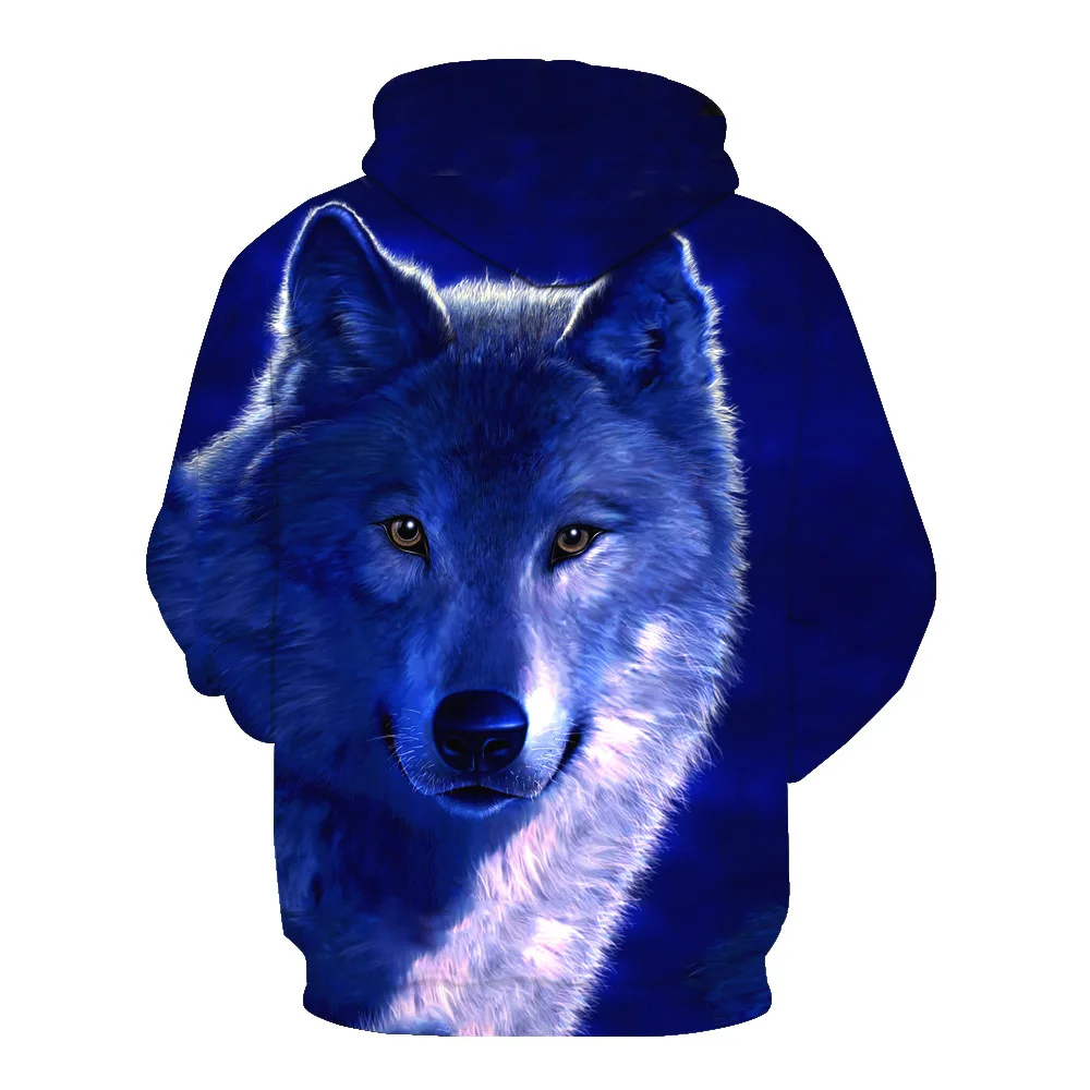 

CNUUIKOOEK Sweatshirts Men's 3D New Style Digital Wolf Head Printed Hooded Pocket Pullover Hoody Fashion Hooded Men's Hoodies