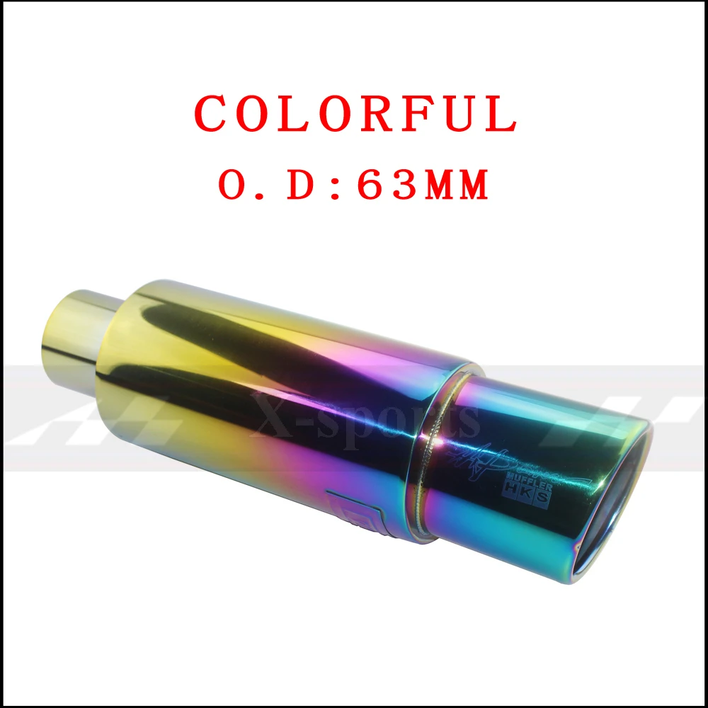 colorful 63mm Авто Мото укладки выхлопные системы Совет глушитель выхлопной трубы Высокое качество Универсальный нержавеющая сталь O.D 51 57 63 мм овальные глушители - Цвет: colorful 63mm