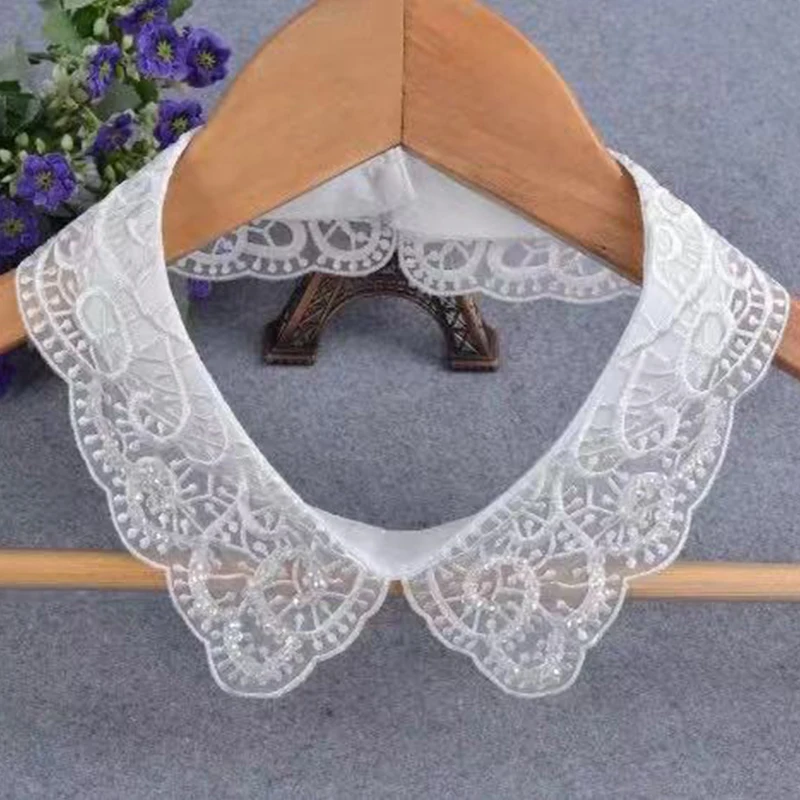 

Вышивка ручной работы, Цветочные бусины, искусственные воротники, женский свитер, платье, бусы, топы, съемные воротники, ожерелье-чокер