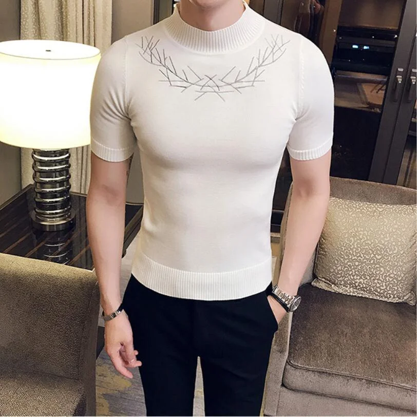 2019 Новый стиль Модные мужские летние тонкие для досуга Чистый хлопок вязаные