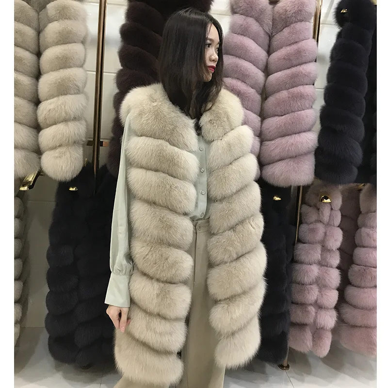 Đầm Nữ Công Sở Full Bóp Thật Lông Áo Vest Nữ Mùa Đông Không Tay Áo Khoác Cáo Lông Overcoats Dài Nữ Lông Áo Mùa Đông quần Áo