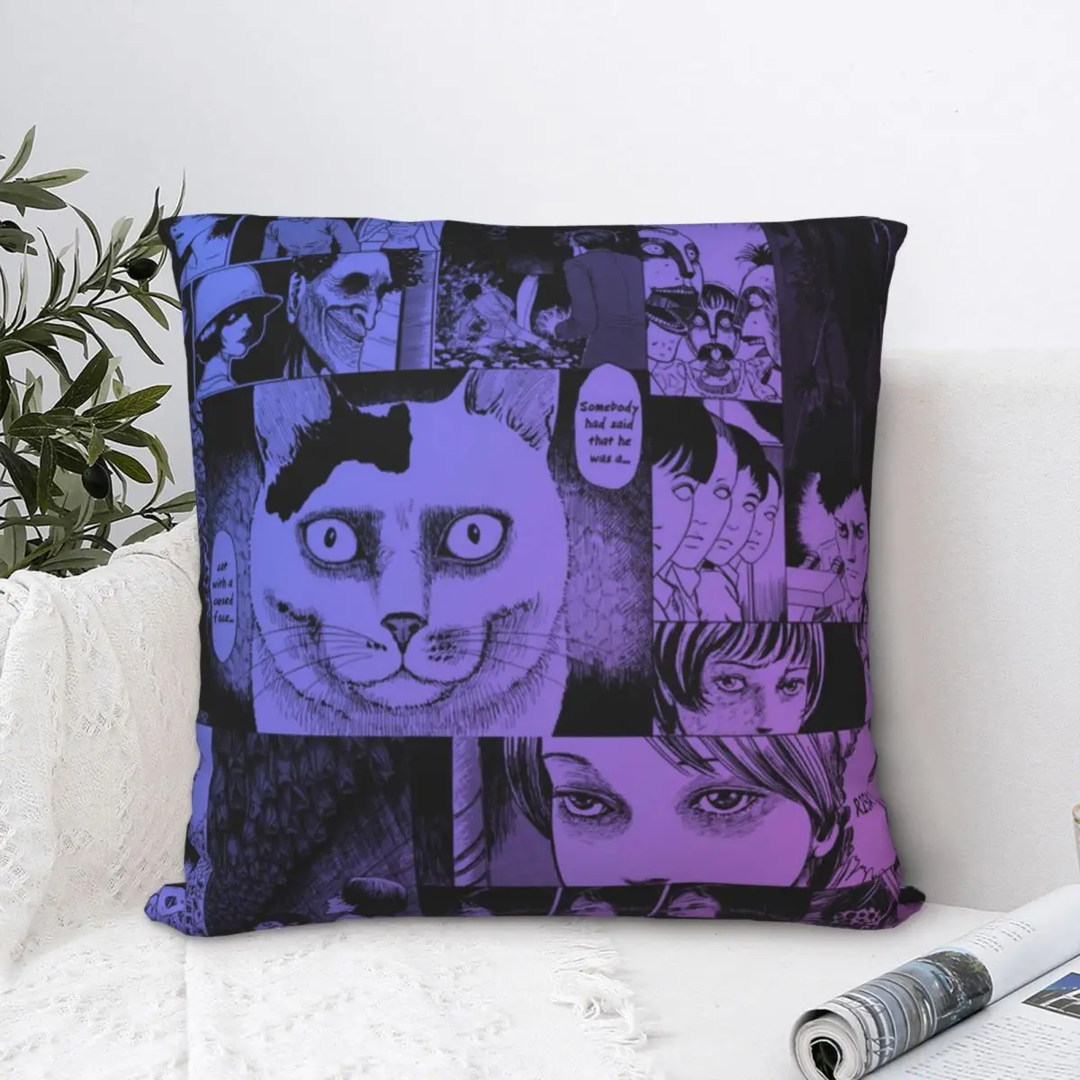 

Комбинированный чехол для подушки Junji Ito, декоративная подушка для дома, дивана, стула