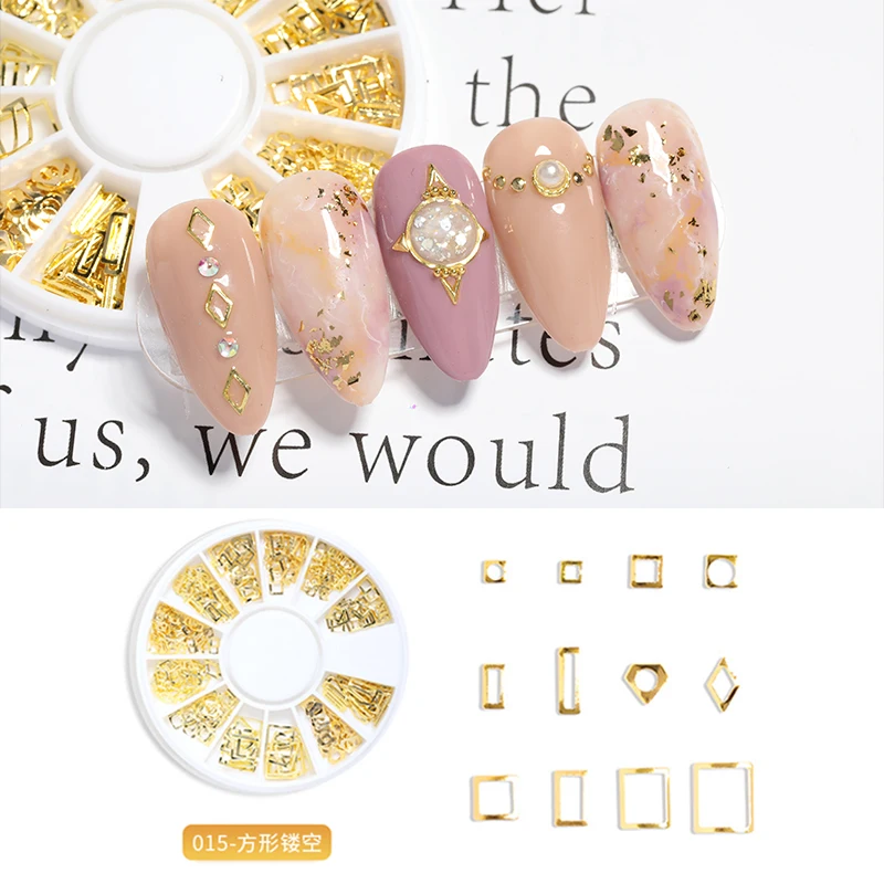 

Hot Japanese Hollow Star and Moon Ocean Flowers Modern Punk Heart-shaped Nail Art Metal Shell 3D Decorative Accessories Nail Art