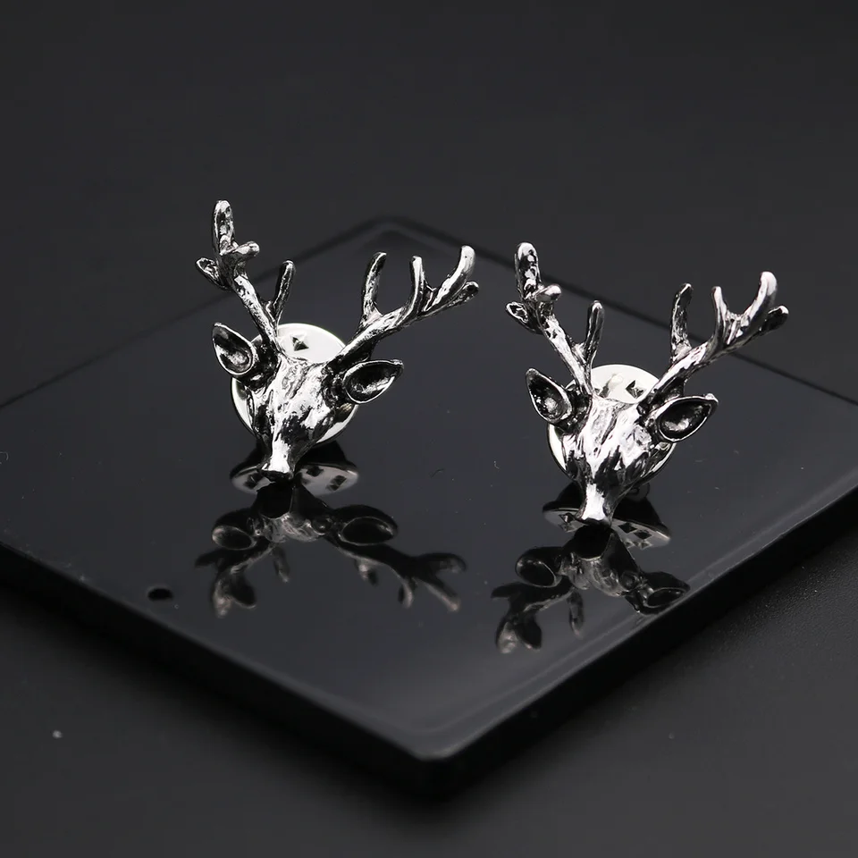 Я Remiel Винтаж металлический маленькая голова оленя брошь с лосем булавки для