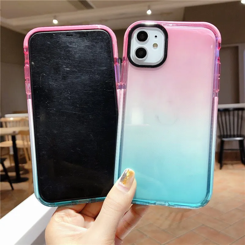

14Pro Rainbow Shade Impact Phone Case For iPhone13 12 11 XSMAX 78PLUS SE2020 Soft Full Cover XR Skinny Shell Body Protection