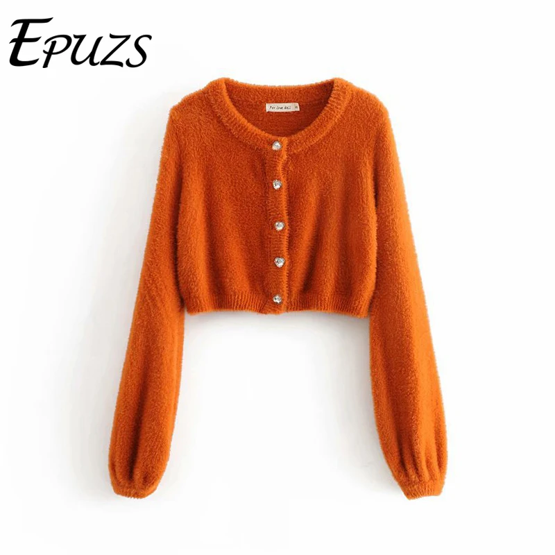 Женский трикотажный свитер на пуговицах с круглым вырезом| |