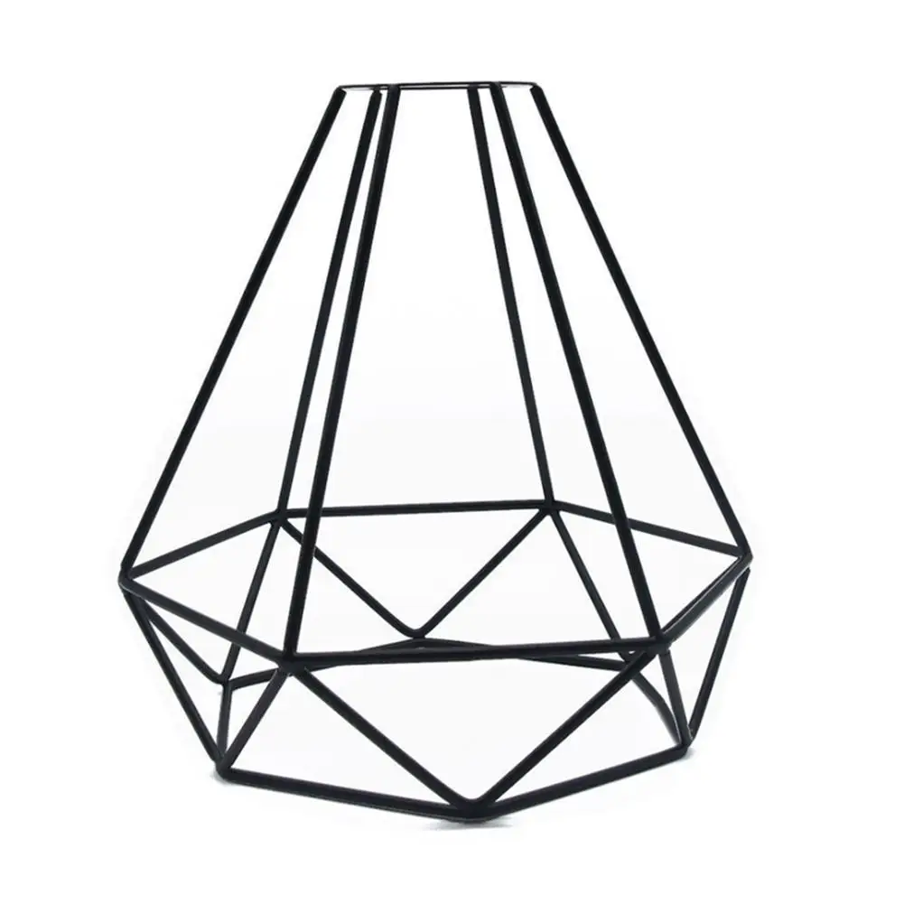 

Wrought Iron Lampshade Creative American Retro Restaurant Line Birdcage Lampshade Metal Geometric Chandelier Single B6M9
