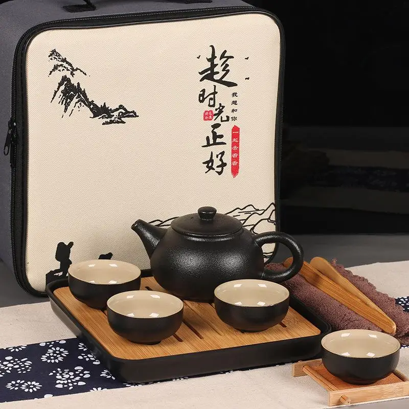 4 Ceramics Tea Set Travel Portable Tea Set Include 1 Teapot 4 Teacups 1bag Teapot Chinese Travel Ceramic Portable Teaset Gaiwan - Цвет: 4