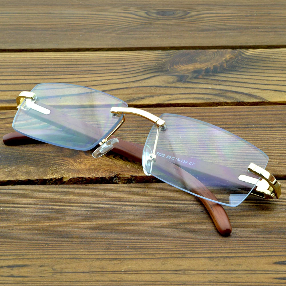 Оправа для очков без оправы из натурального дерева мужчин и женщин | Аксессуары