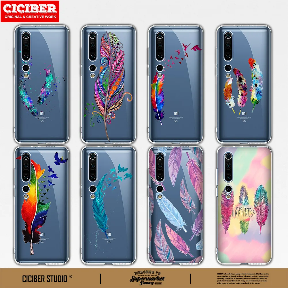 

Feather For Xiaomi Redmi Note 9 7 6 8 Pro Cases Cover Mi 11 Note 10 9 8 9T Pro SE A3 Lite F1 Soft TPU Back Phone Cases Funda