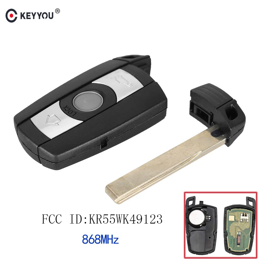 KEYYOU 868 МГц 3 кнопки дистанционного ключа автомобиля для BMW E60 E61 E70 E71 E72 E81 E82 E87 E88