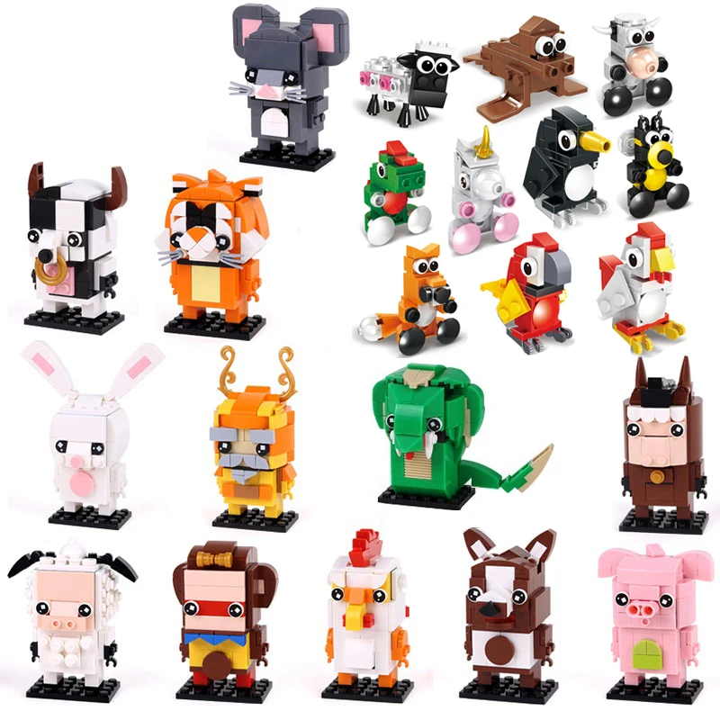 

Cute pets model sets Children Assembling Cartoon Animal Building Block Enlighten brick Educational Toys for Children Creator DIY