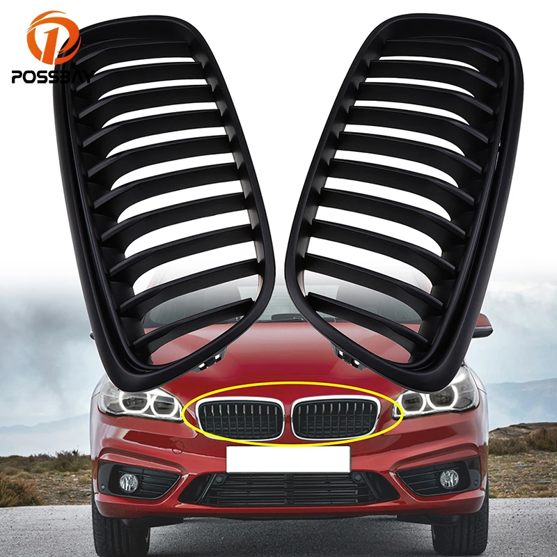 

POSSBAY Matte Black Kidney Racing Grilles Car Bumper Grill for BMW 2-Series F45 Active Tourer 2014 2015 2016 2017 Pre-facelift