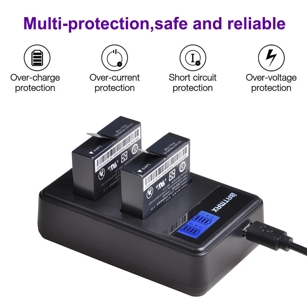 Для 3 шт 3,85 v YI LITE Xiaomi Yi 4K II 1400mAh батарея+ lcd двойное USB зарядное устройство для XiaoYi 4K 2 Аксессуары для экшн-камеры