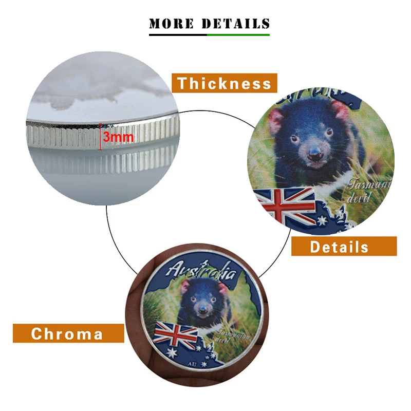 WR ТАСМАНИЙСКИЙ ДЬЯВОЛ австралийская металлическая монета с серебряным