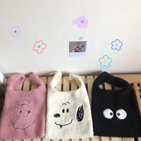 Winter Plush Handbags Cartoon Cute Squirrel Face Embroidery Hand Bag Women Brown Ladies Bag Tote 2830cm Small Bags