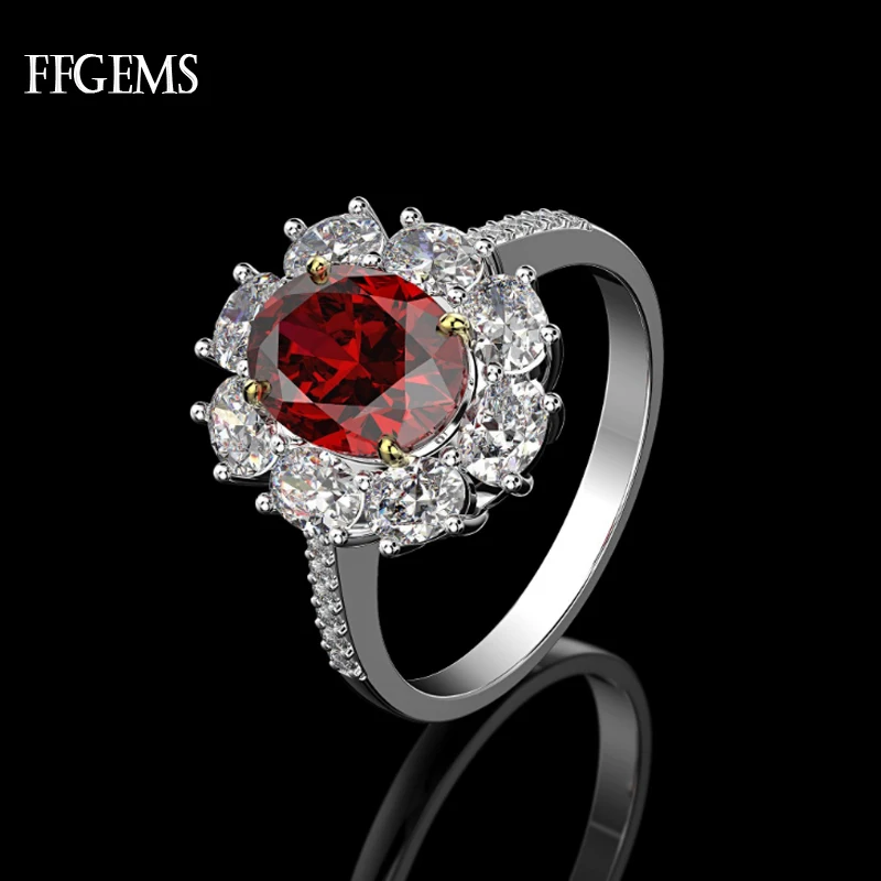 Genuine 925 Silver Ring Sterling Created Gemstone Moissanite Corundun Zircon Fine Jewelry Women Engagement Wedding Gift | Украшения и