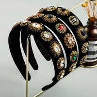 luxury baroque rhinestone headband pleuche non slip black wedding headwear women hairband hair accessories for party wholesale