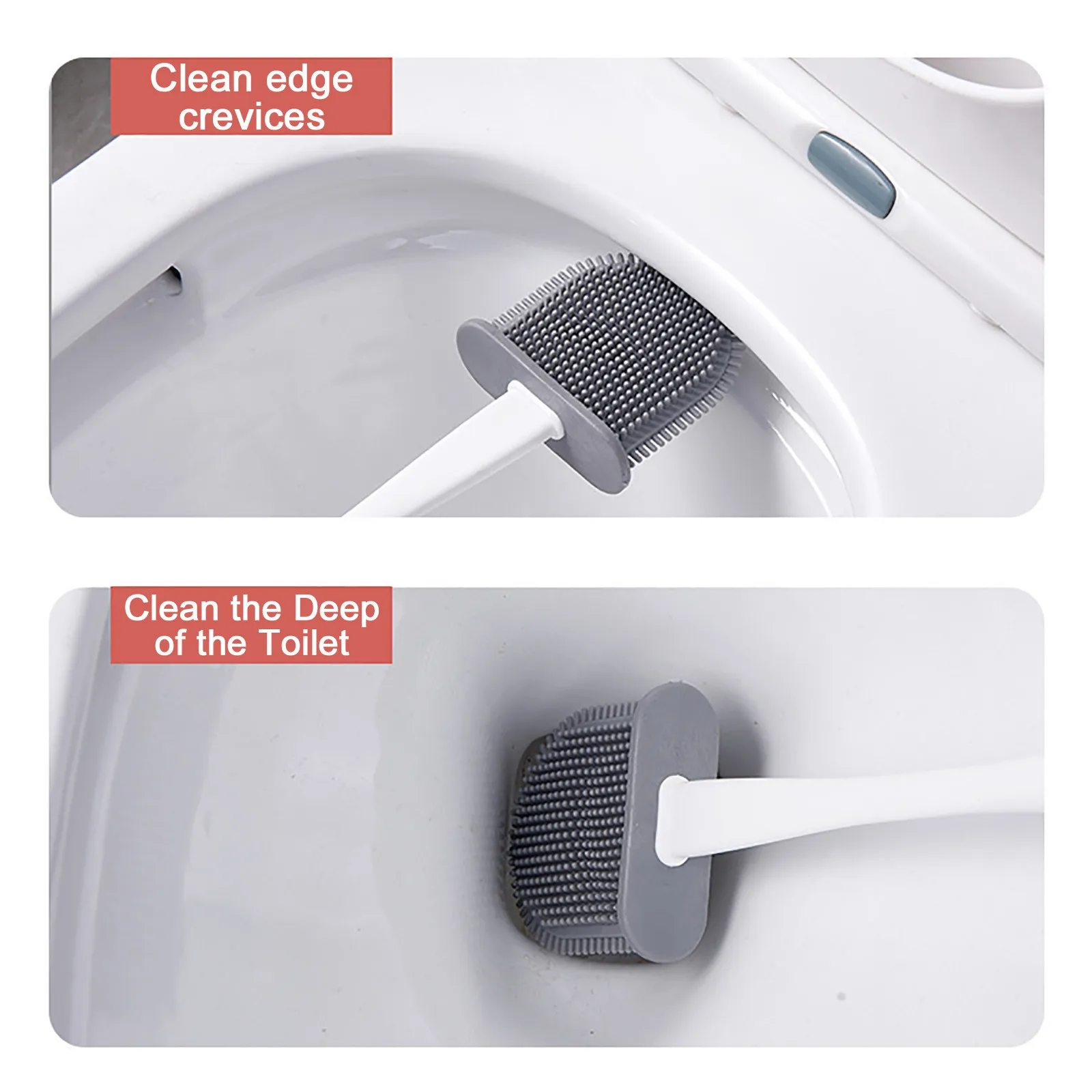 

Silicone Toilet Brush With Toilet Brush Holder Creative Cleaning Brush Set Household Cleaning Tools Bathroom Accessories Sets