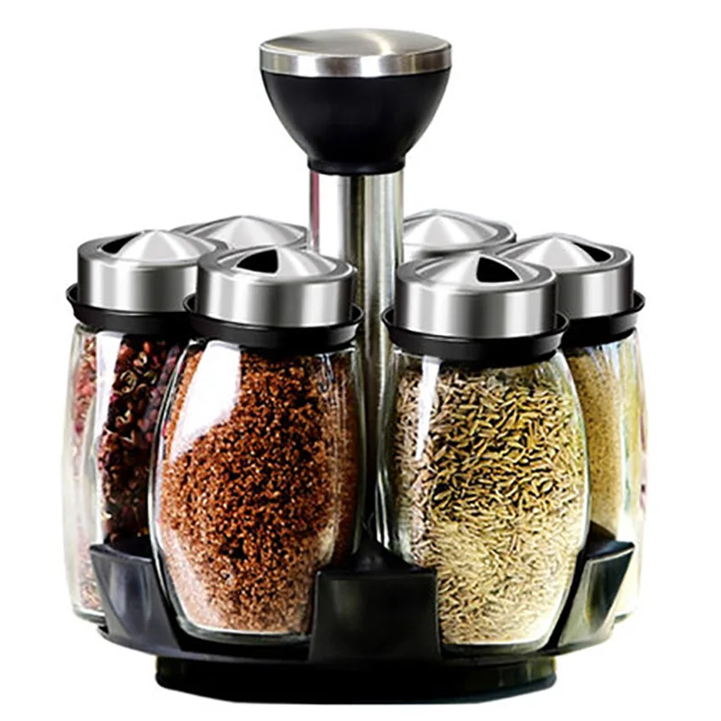 Кухонная стойка для специй 6 шт. пластиковая подставка перца солонка набор