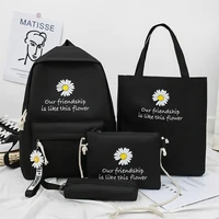 4pcsset flower printed canvas school bags for teenagers girls book bags travel school laptop backpacks women back packs student