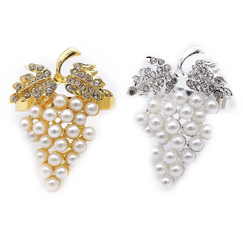 

10 Pcs Fruit Grape Napkin Buckle,Pearl Napkin Ring,Mouth Cloth Ring for Model Room Decoration,Hotel Tableware